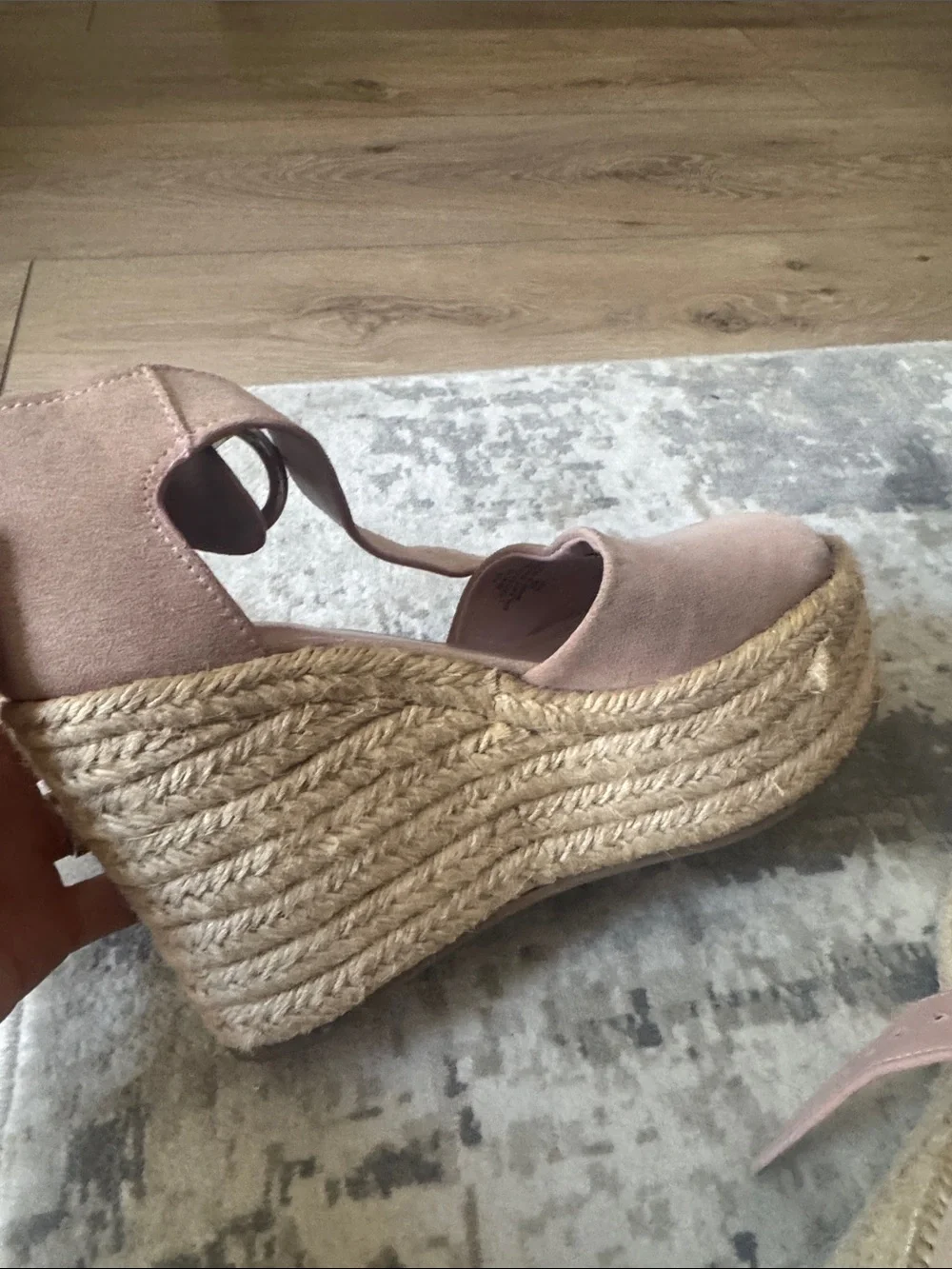 Marc Fisher Blush Suede Espadrille Wedge Sandals